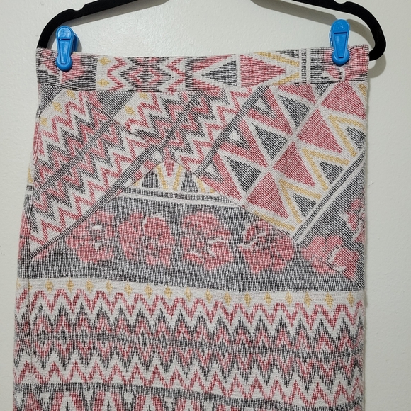 FREE PEOPLE Mendocino Aztec Boho Woven High Waist Slit Pencil Skirt Size Large - Picture 8 of 10